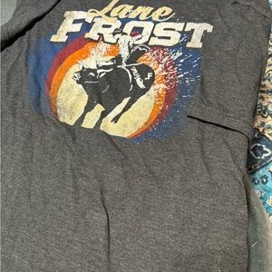 Vintage Lane Frost Gray Bull Riding Graphic T-Shirt